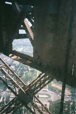 View of Paris from inside Eiffel Tower