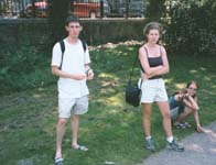 Ryan, Julie, and Debbie in Vondel Park in Amsterdam