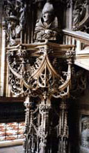 Ornate pulpit in St. Stephan�s cathedral, Vienna
