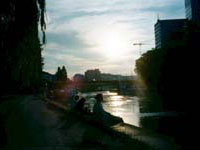 All of us sitting along the Danube in Vienna