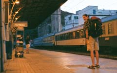 Vince in travel gear at the Spain-France border