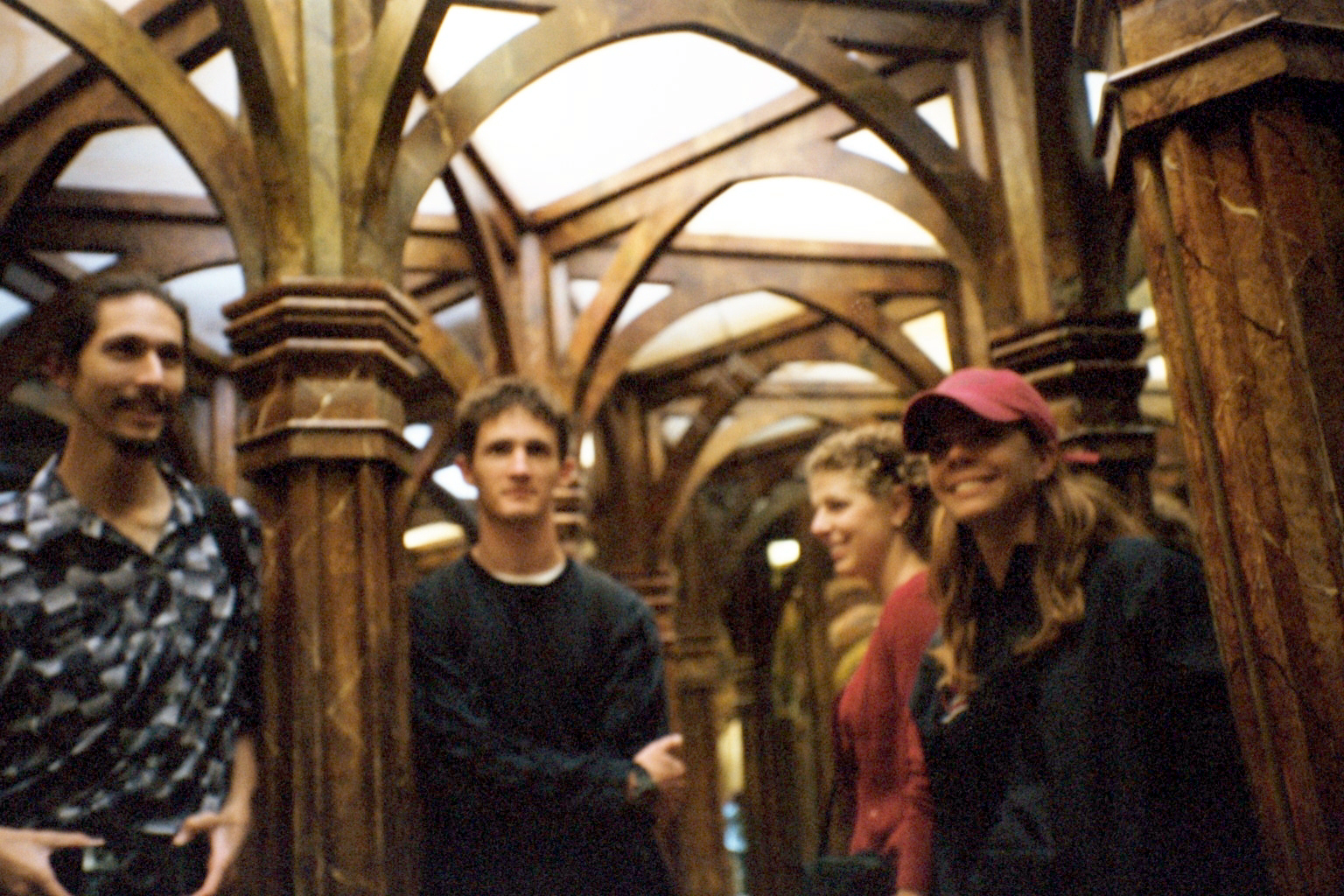 Vince, Ryan, Julie, and Debbie in a hall of mirrors
