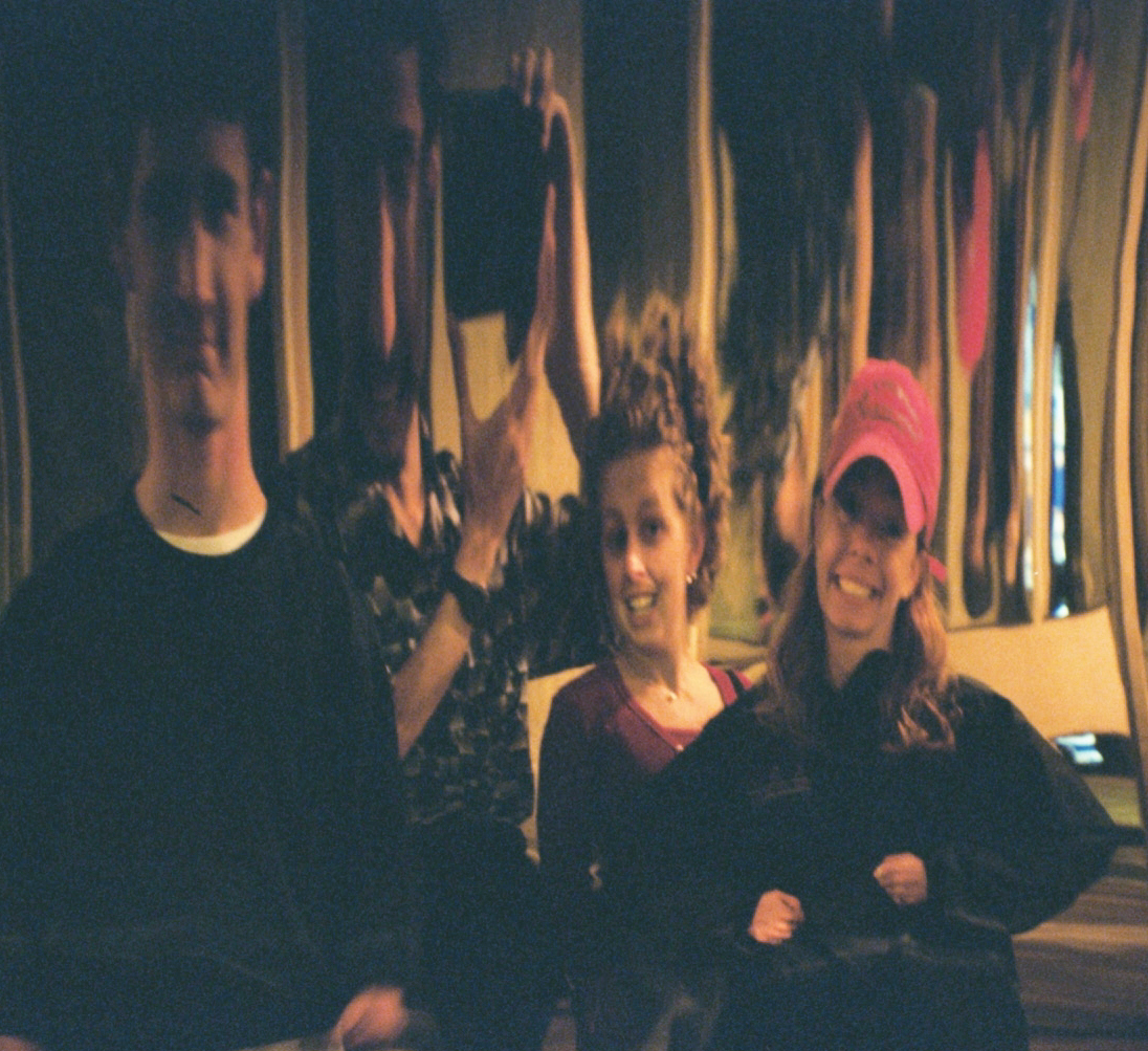 Vince, Ryan, Julie, and Debbie in a hall of mirrors