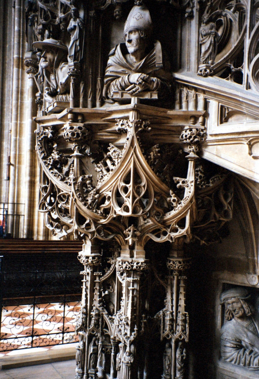Ornate pulpit in St. Stephan�s cathedral, Vienna