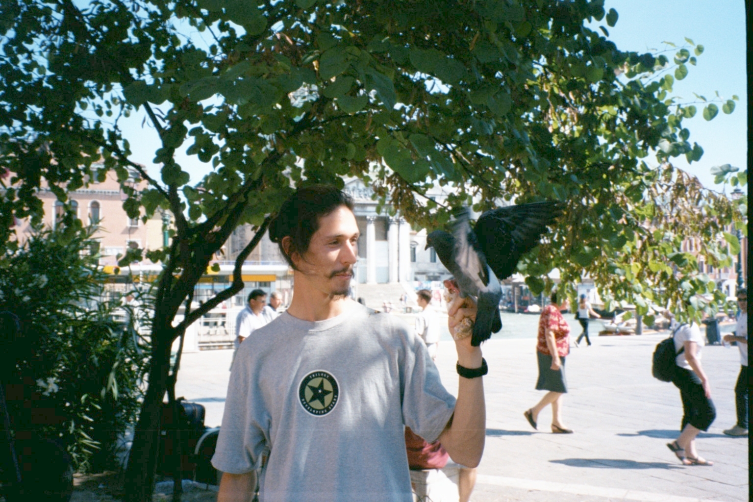 Vince saying hi to a flying rat in Venice