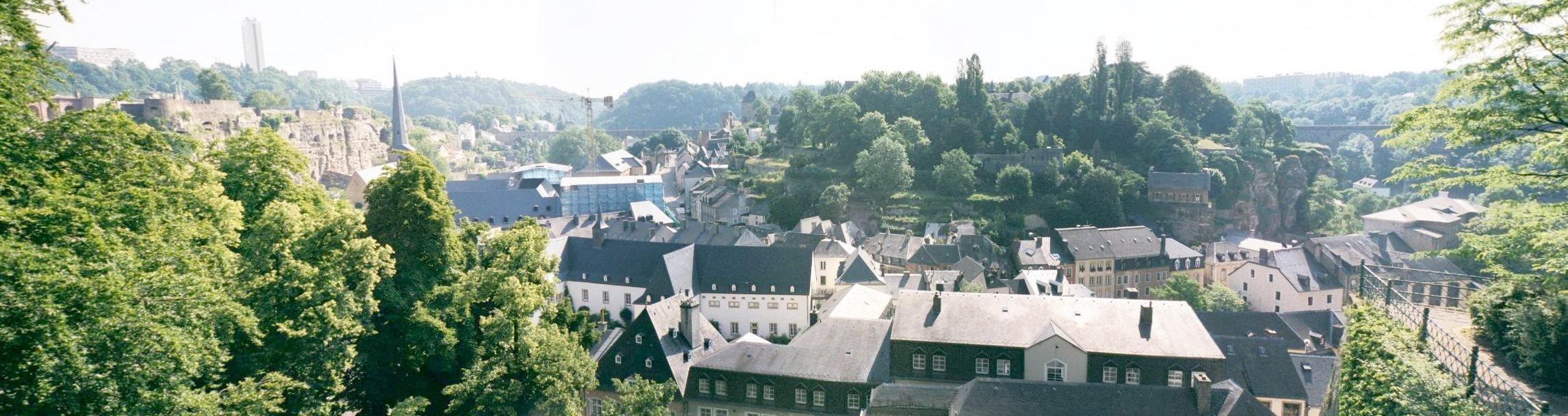 Panorama of Luxemburg old city wall UNESCO walk.