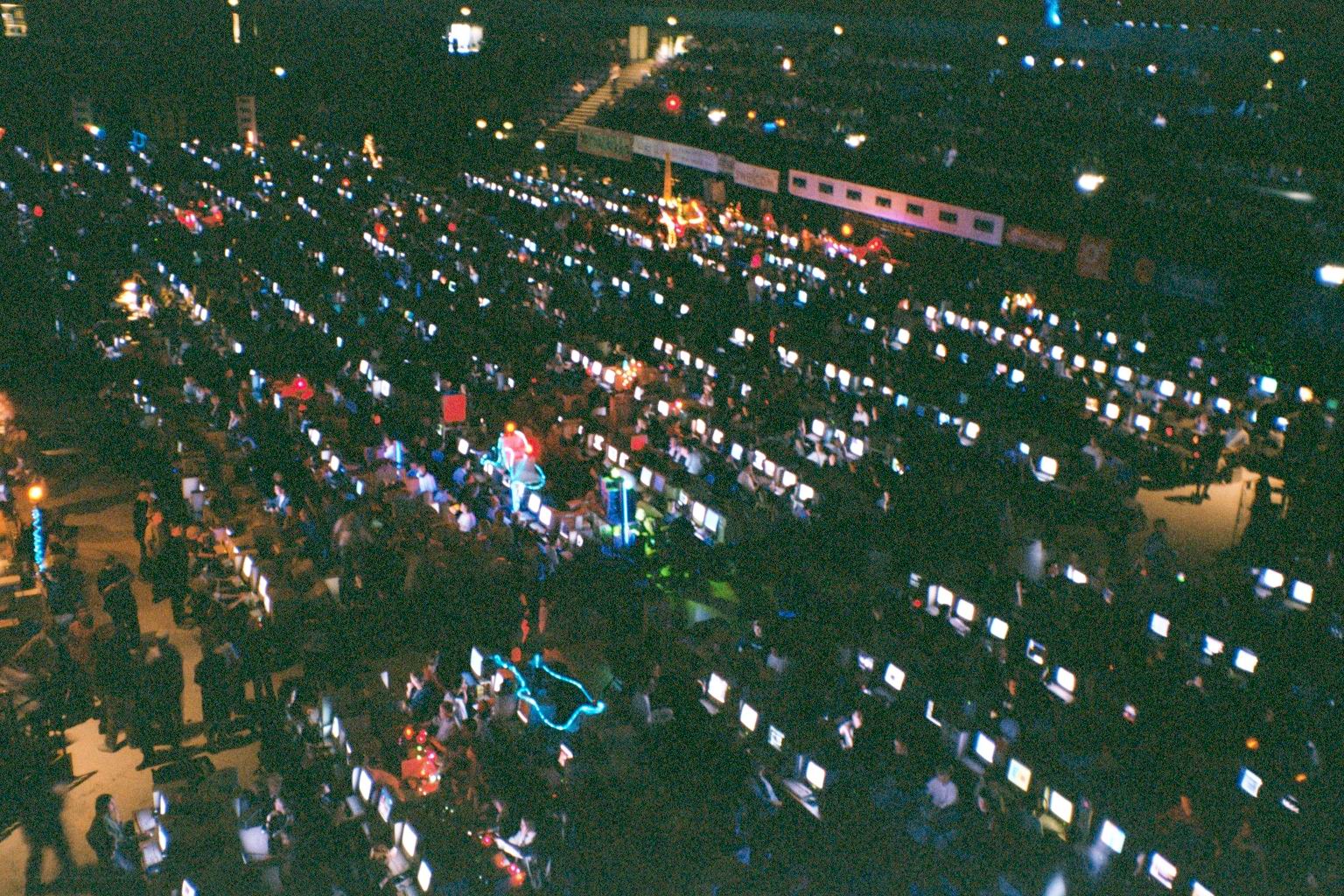 The computers at the Assembly 2001 demo party in Helsinki