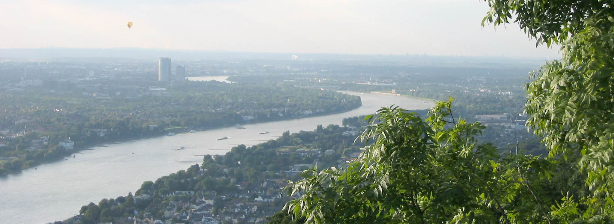 View of Bonn and way back there Cologne from Konigswinter on the Rhine