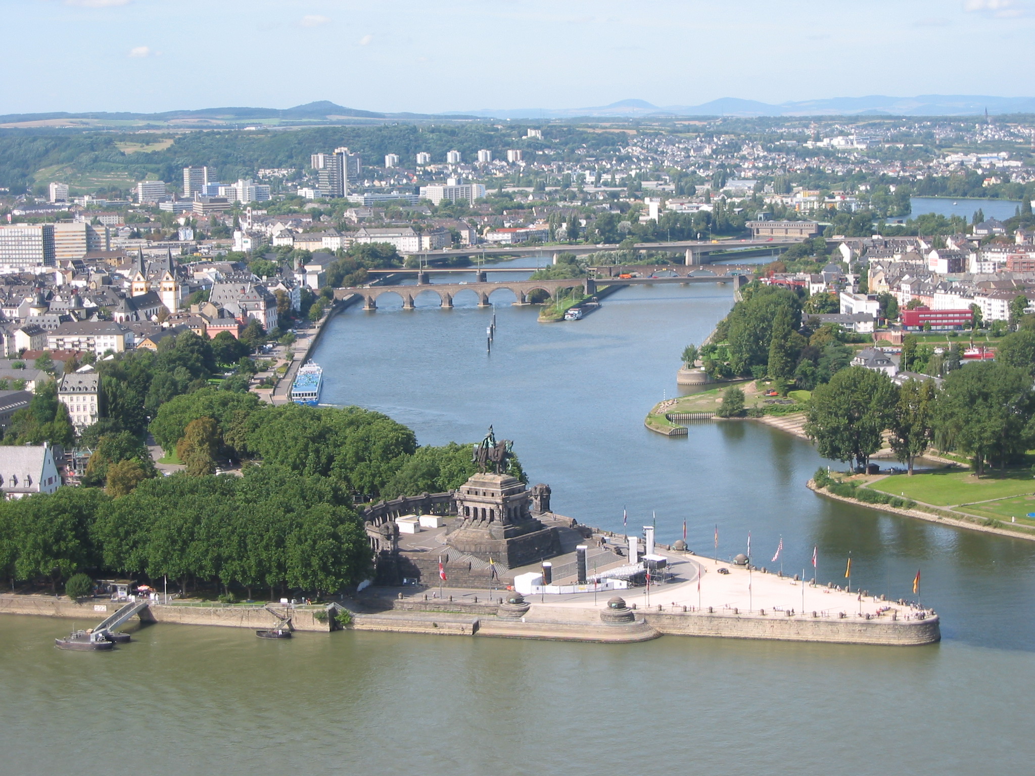 Deutsches Eck, monument where the Mosel and Rhine rivers join