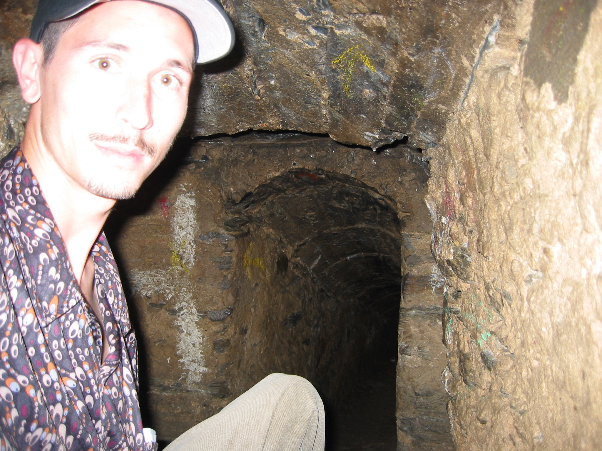 Small tunnels are below the castle, the camera flash is brief