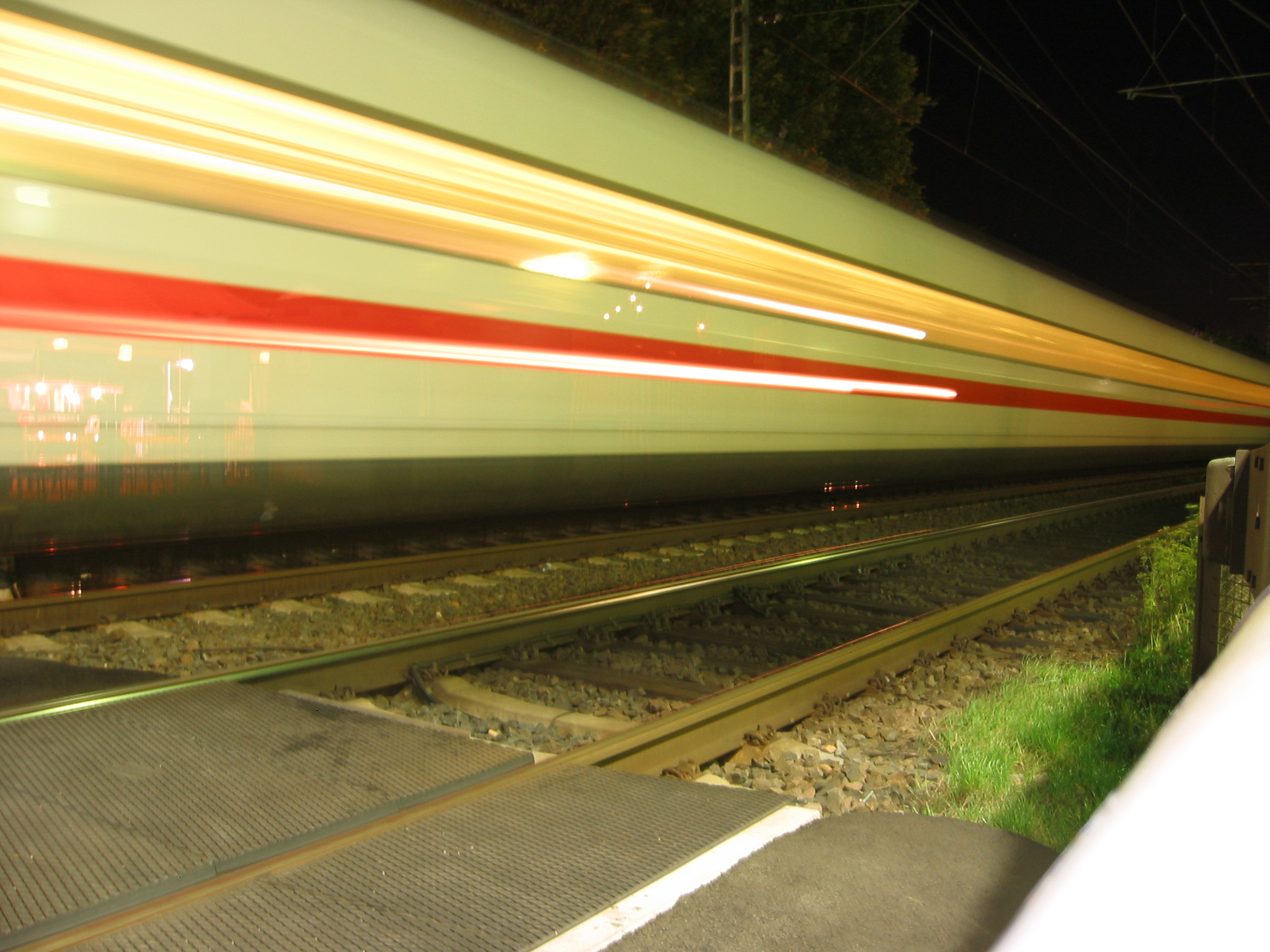 A train rushes by