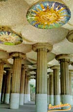 Postcard of the columns in Parc Guell